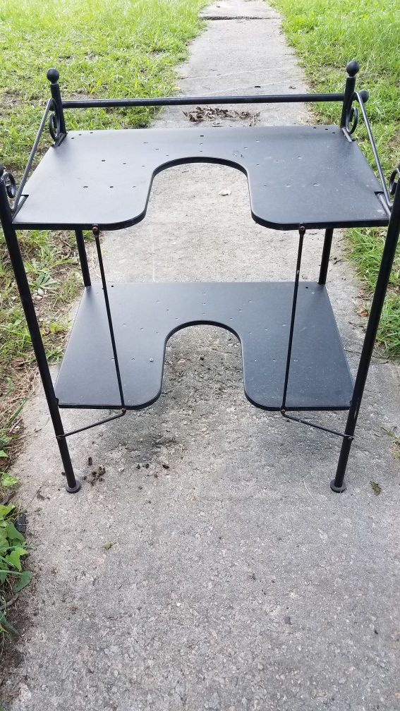 Black Metal Table with 2 Layers of Shelfing - Great Condition
