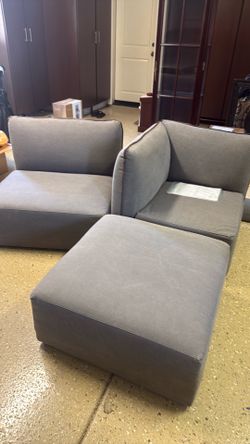 Pottery Barn Teen Grey/ leather trim Sectional