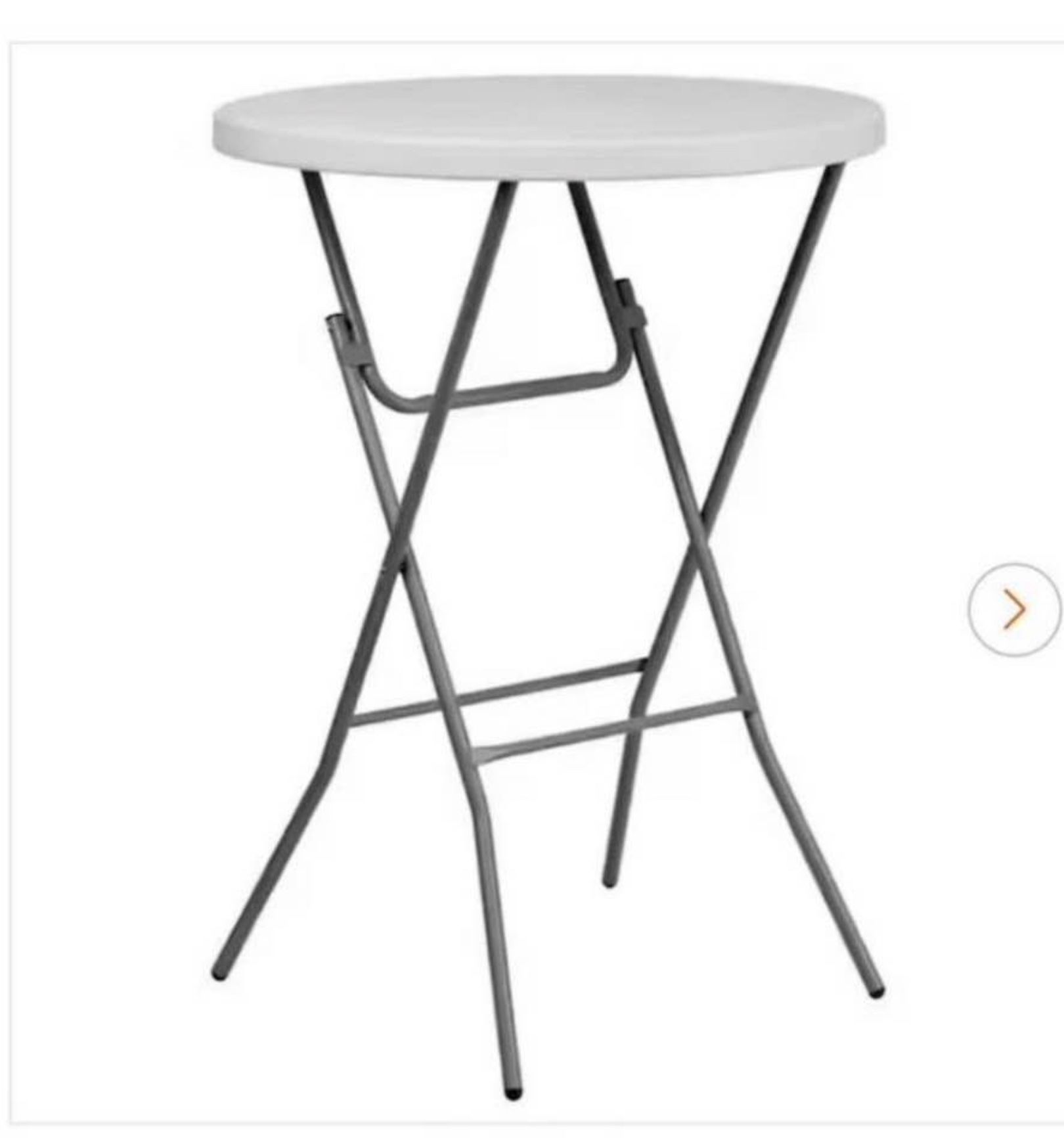 Kathryn 31 in. Round Granite White Plastic Tabletop Metal Frame Bar Height Folding Table