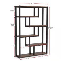 Black Metal and Wood Bookshelf 