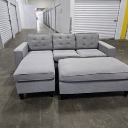 *Same Day Delivery Available!* 
Grey Chaise MCM Sofa W/ Ottoman