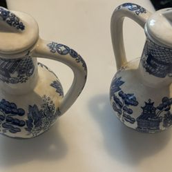 Vintage Blue Willow Blue and White Ceramic Pitchers