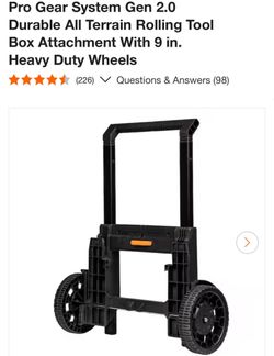 Ridgid Pro Gear System Gen 2.0 Durable All Terrain Rolling Tool Box Attachment With 9 in. Heavy Duty Wheels