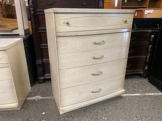 BASSETT Vintage Mid Century Curved 4-Drawer Tall Dresser