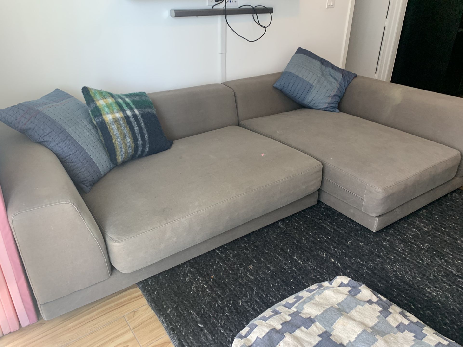 CB2 Uno sofa/sectional in grey - As Is