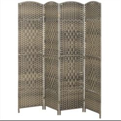 HOMCOM 4 Panel Folding Room Divider Screen, Oak, 70.9" W x 0.7" D x 70.9" H, 830-816V01DR