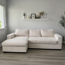 Free Delivery Today! Beautiful! Cleaned Modern Corduroy Sectional couch. No rips or stains ! Comfy sofa