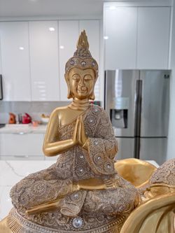 Large Gold Elephant with Buddha sculpture