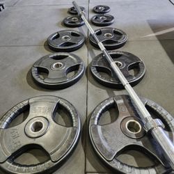 New Rubber Coated Olympic Plate Set 