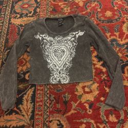 Social Collision Graphic Crop Long Sleeve Top