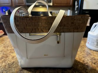Ralph Lauren White And Cork Leather Tote Bag