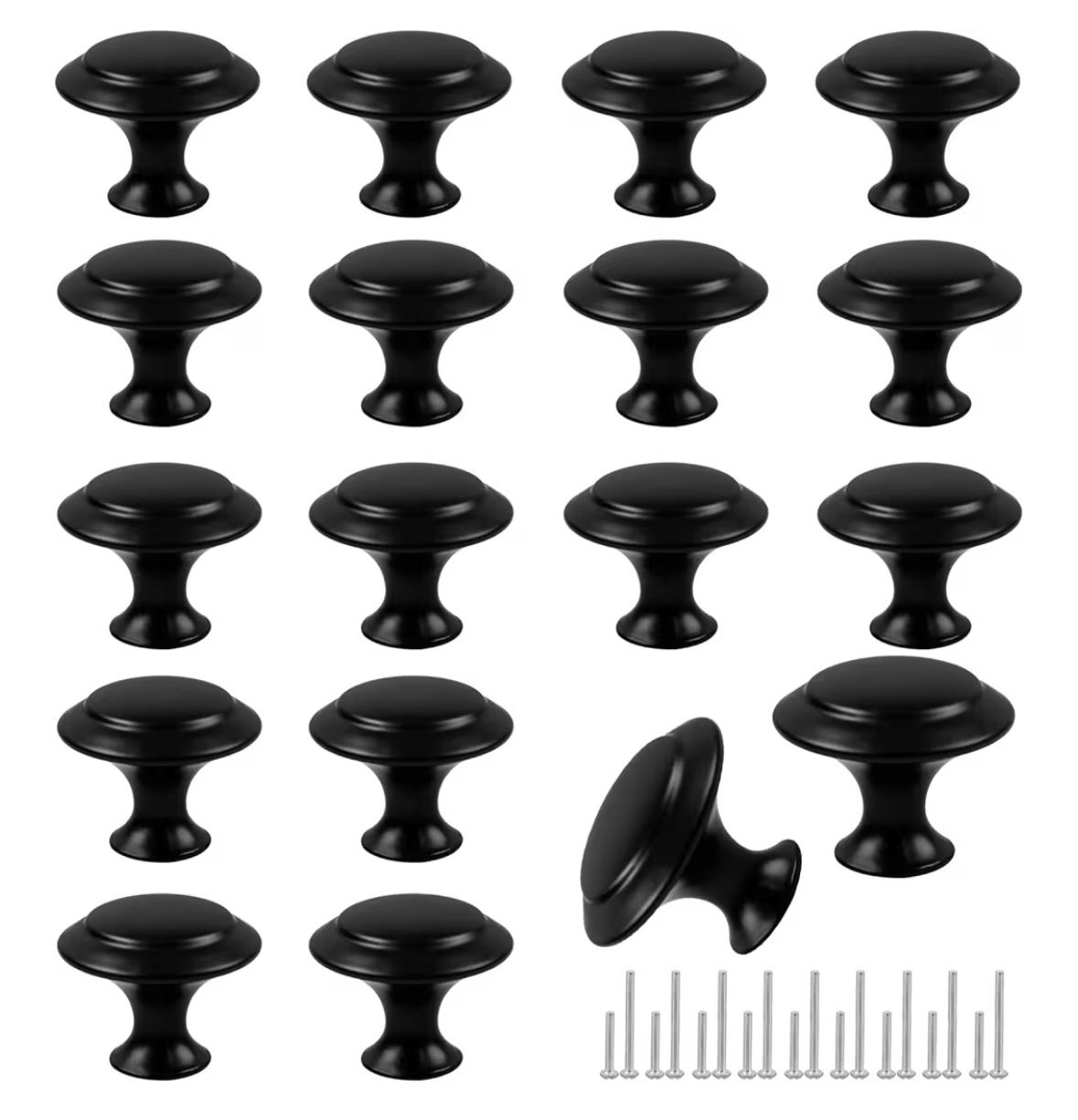 $7 for Lot of 18 Piece Drawer Hardware - Black 30mm Cabinet Knobs