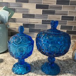 Moon And Stars Blue Glass Candy Dishes