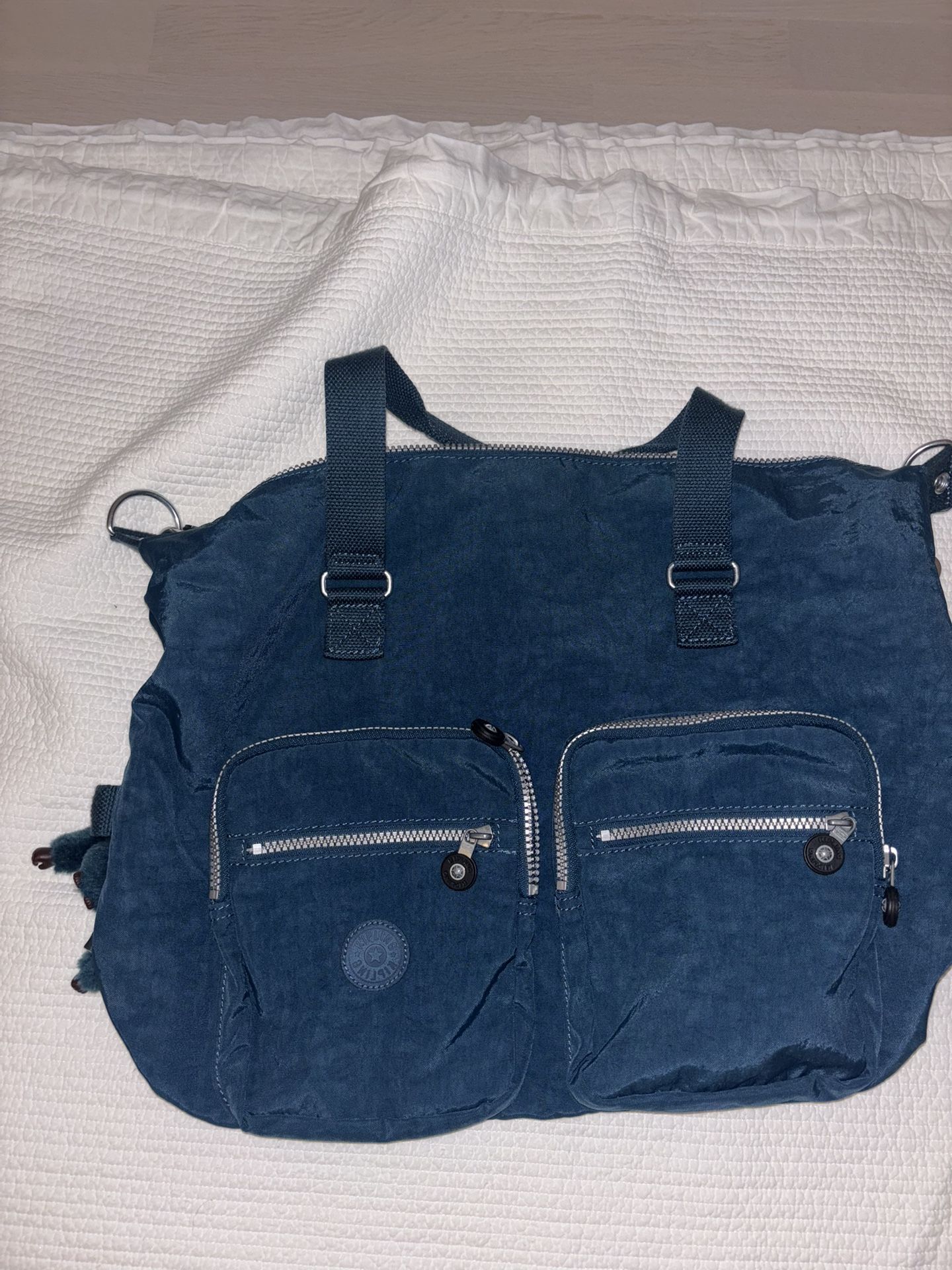 Kipling Navy Blue Tote Shoulder Bag – With Monkey Keychain
