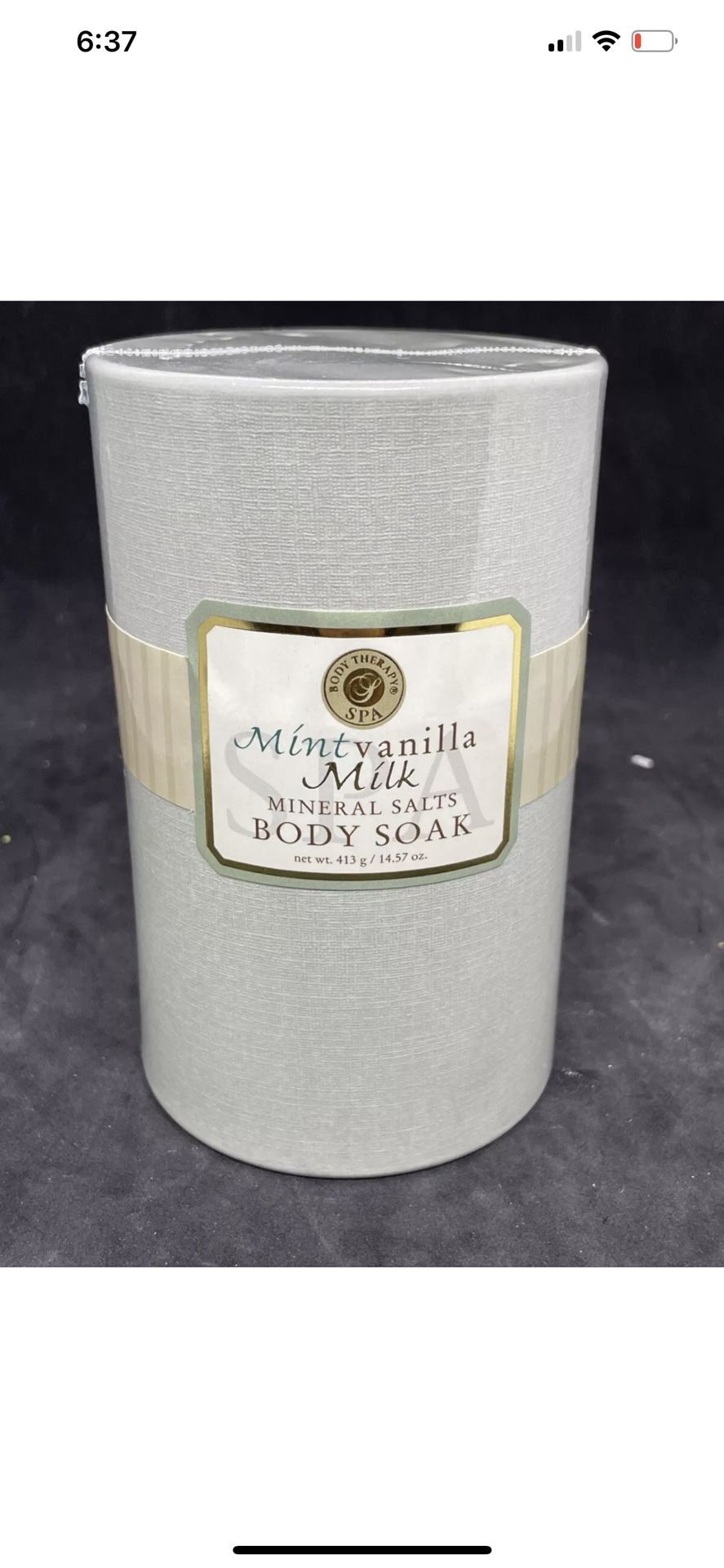 New Body Therapy Spa Mint Vanilla Milk Mineral Salts Body Soak 14.57 Oz. / 413g.