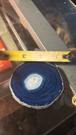 Blue Banded Agate Geode Slice – Approx. 4” – Polished Stone
