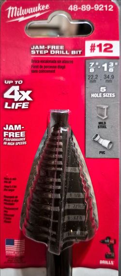 Jam-free Step up bit # 12
