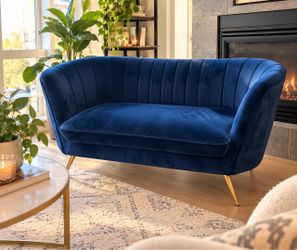 Navy Blue Velvet Loveseat – $195 OBO