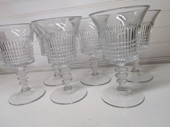 6 Set Of Vintage Fenton Lincoln Inn Clear Wine Glasses (Read Description 