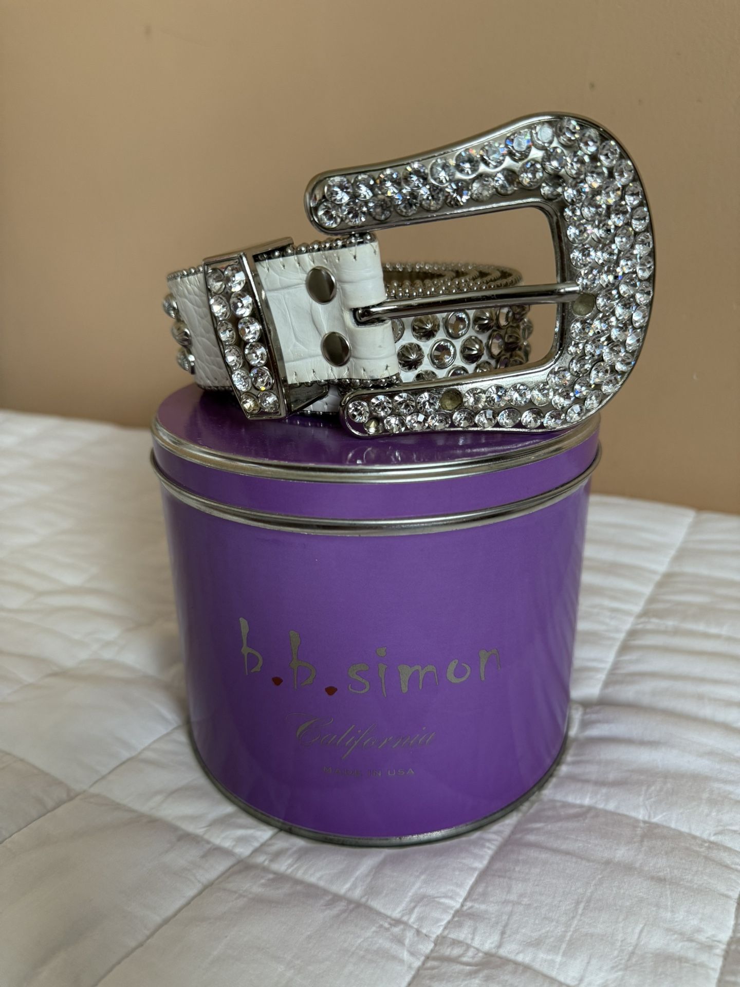 b.b Simon Lavasan White Clear Swarovski Crystal Belt 