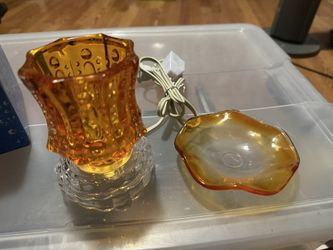 Electric Glass Flower  Lamp Essential Oil /Wax Burner Tart Warmer!