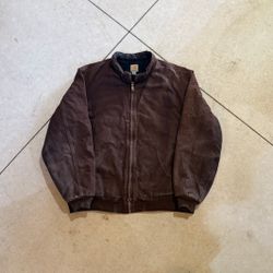 Vintage Carhartt Detroit Style Jacket 2XLT Brown Duck Canvas Quilted Workwear