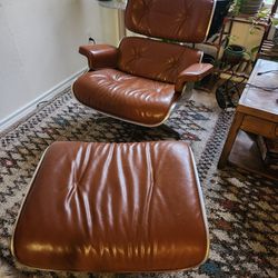 grayson pu lounge chair and ottoman 