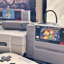 Super Nintendo SNES Bundle With Games and Poster