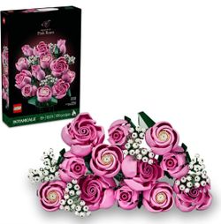 LEGO Botanicals Bouquet of Pink Roses Artificial Flowers - Building Blocks for Adults, Ages 18+ - Gifts for Birthdays for Her - Flowers for Home Offic