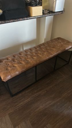 Brown Leather Bench