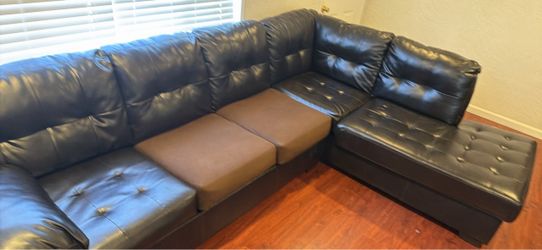 Beautiful Dark Brown Faux Leather Sectional