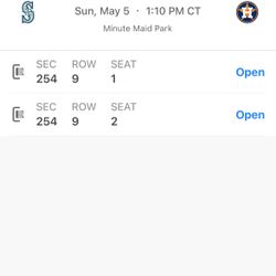 Astros Vs Mariners May 5th Sunday Section 254 Row 9