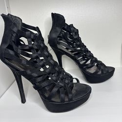 Black Platform  Strappy Heels