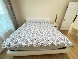 King Size Adjustable Reclining Bed + Firm Mattress – Modern White Frame