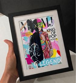 Framed KAWS Style x Michael Jackson "King of Pop" Pop Art Print