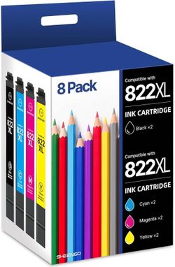 new 822XL Remanufactured for Epson 822XL Ink Cartridges Combo Pack for 822XL Printer Ink Epson for Epson 822XL 822 XL T822 Work for Workforce Pro WF-3