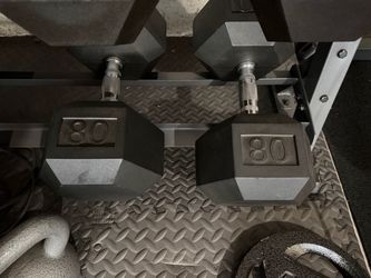 80 LB Hex Rubber Dumbbell
