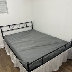 Full Size Mattress  + Full Size Frame + Bed Skirt