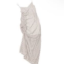 Checkerboard Ruched Midi Dress