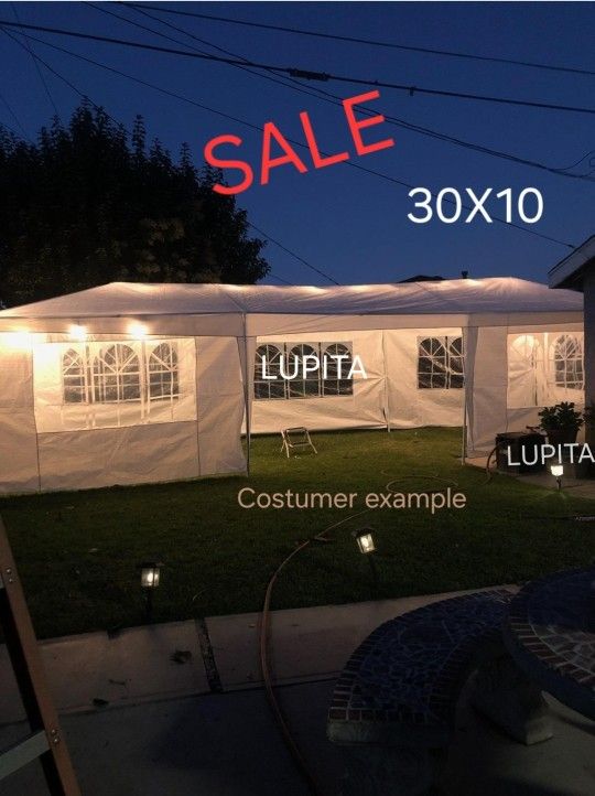 10x30 White Gazebo Wedding Party Tent Canopy With 6 Windows & 2 Sidewalls -8 (FOR SALE)