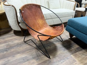 Custom iron leather sling chair