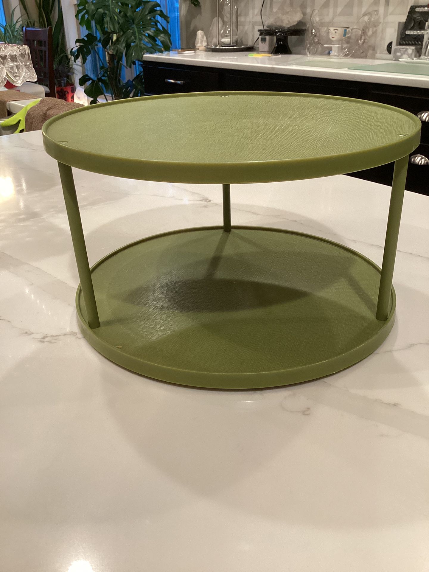 Vintage Rubbermaid Lazy Susan 2 Tier Round Turntable Avocado Green 10”W x 6”T