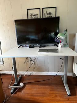 Large White Table (not adjustable) & Antique Chair Set – $35 (Quick Sale!)