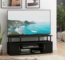 47 in. Blackwood Particle Board TV Stand Fits TVs Up to 50 in. with Cable Management