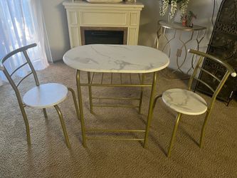 White & Gold Table & Chairs Set