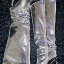 Stylish metallic knee high boots