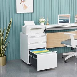 3 Drawer File Cabinet with Lock, File Cabinets for Home Office,Under Desk Cabinet, Locking File Cabinet for A4/Letter/Legal, Fully Assembled Expect Ca