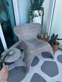 Vintage 1999 IKEA Gulte Rattan Wicker Lounge Chair - Postmodern MCM Boho