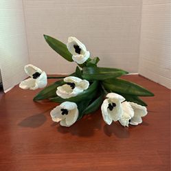 Faux White Tulips With Black Stain 19” Bouquet Of Six  A27