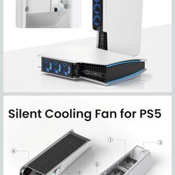 Cooling Fan for PS5 Accessories, Upgraded Quiet Cooler Fan with Auto Speed, Controller USB3.0 Port & LED for PS5 2020 Only, Not for PlayStati